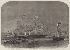 Het Vertrek uit Gravesend van het Koninklijk Jacht Victoria en Albert, met de Prins en Prinses Frederick William van Pruisen